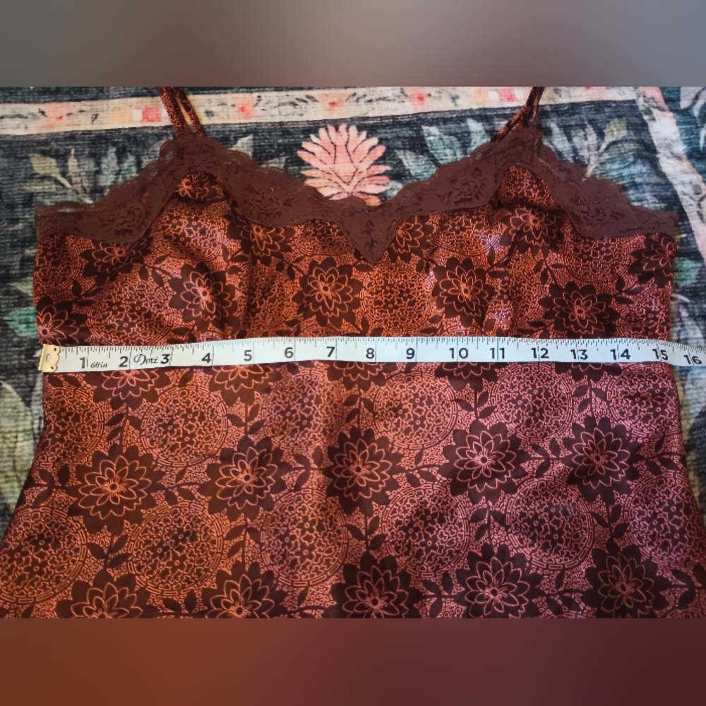 Self Esteem Y2K Fairy Lace Trim Babydoll Tank Top Large Romantic Coquette Maroon - Picture 9 of 10